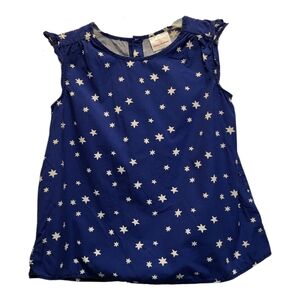 Hanna Andersson Kids Blue and White Starry Blouse w/ Ruffled Sleeves - Size 10
